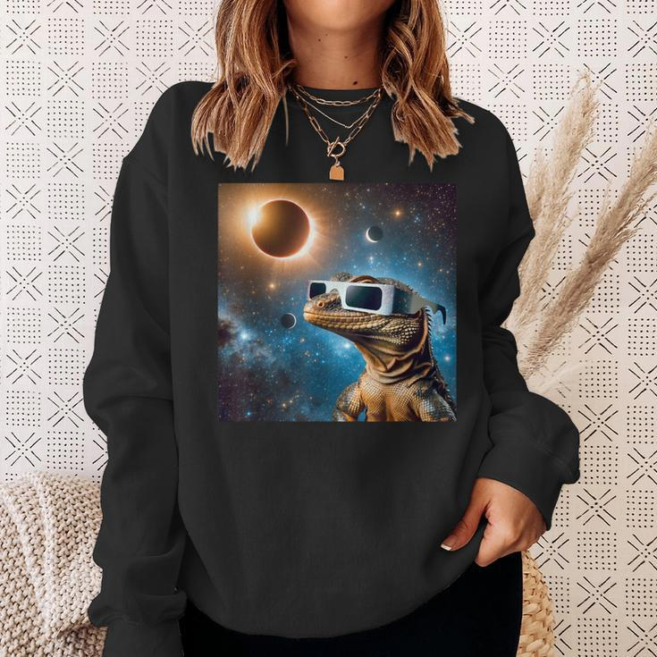 2024 Solar Eclipse Lizard Wearing Glasses Totality Sweatshirt Gifts for Her