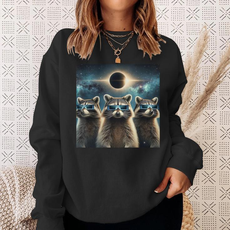 2024 Solar Eclipse Three Raccoons Wearing Glasses Totality Sweatshirt Gifts for Her