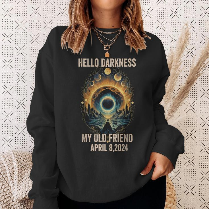2024 Total Solar Eclipse Hello Darkness My Old Ffriend Sweatshirt Gifts for Her