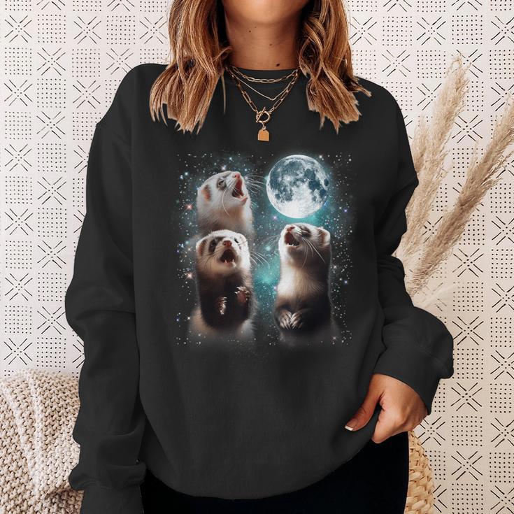 3 Ferret Moon Howling Ferret Head For Men Women Kid Sweatshirt Gifts for Her