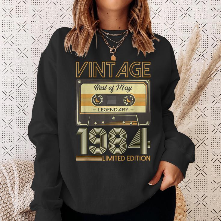 40Th Birthday Man May Vintage 1984 Vintage Cassette Sweatshirt Gifts for Her