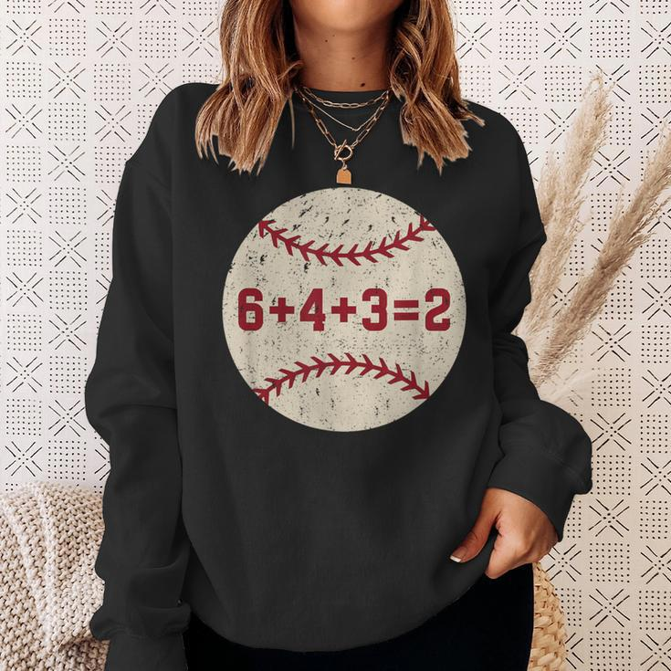 6432 Baseball Double Play Retro Baseball Player Sweatshirt Gifts for Her