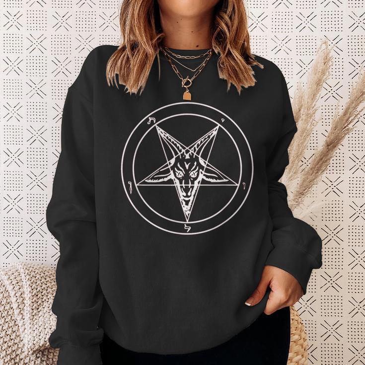 666 Satan Star Motif With Skull Pentagram Sweatshirt Geschenke für Sie