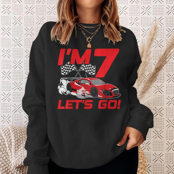 7 Year Old 7Th Racing Racecar Birthday Party Boys Girls Sweatshirt Gifts for Her
