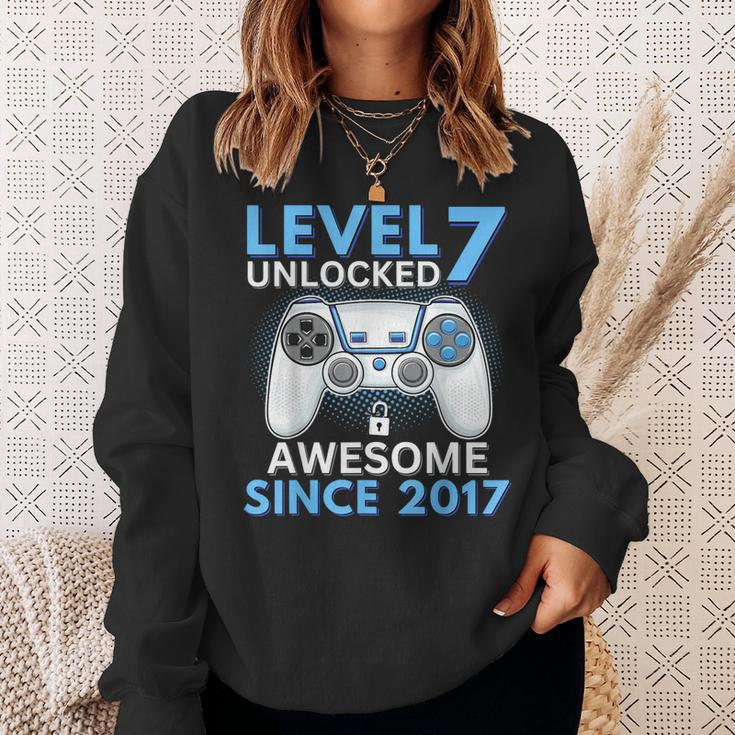 7Th Birthday Boy Seven Gamer Level 7 Unlocked Sweatshirt Gifts for Her