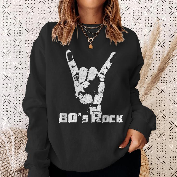 80S Rock N Roll Band Hand Horns Vintage Style Sweatshirt Gifts for Her