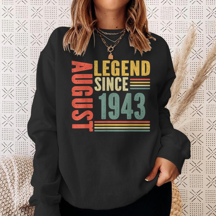 80Th Birthday Legend Since August 1943 80 Years Old Vintage Sweatshirt Gifts for Her