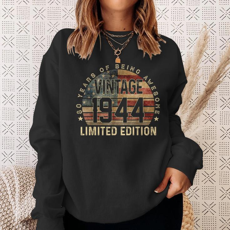 80Th Birthday Vintage 1944 80 Years Old Usa Flag Sweatshirt Gifts for Her