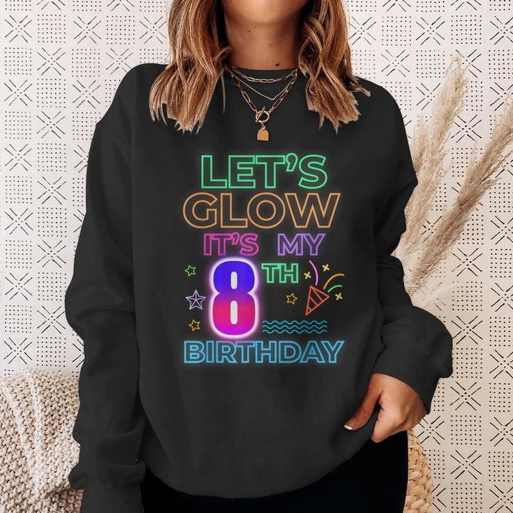 8Th B-Day Let's Glow It's My 8 Year Old Birthday Matching Sweatshirt Gifts for Her