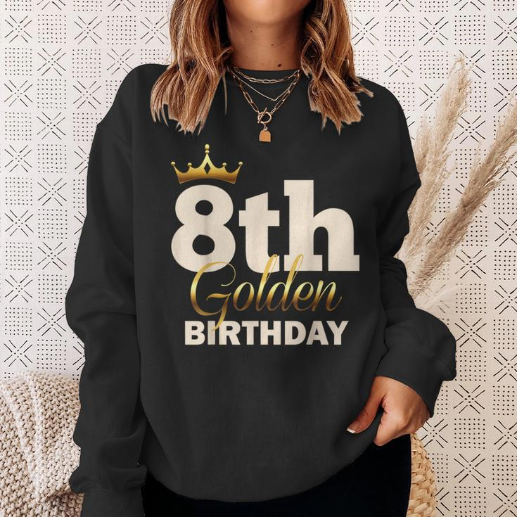 8Th Golden Birthday Age Crown 8 Year Old B-Day Sweatshirt Gifts for Her