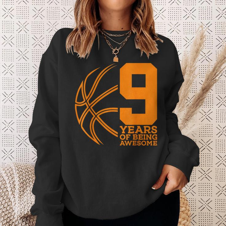 9 Years Of Being Awesome Basketball 9Th Birthday Sweatshirt Gifts for Her