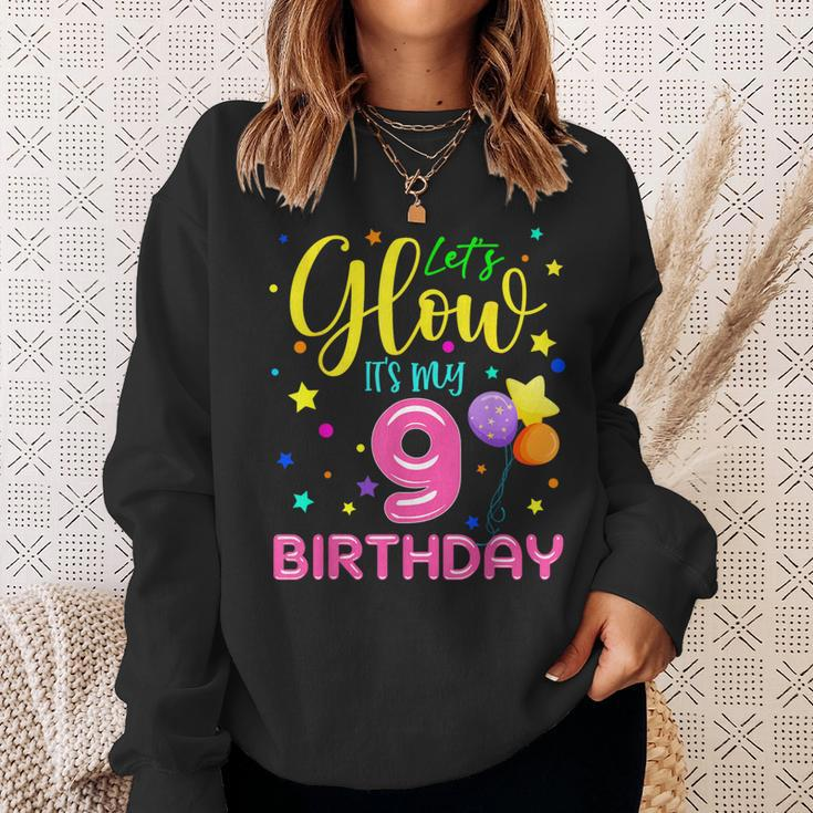 9Th B-Day Let's Glow It's My 9 Year Old Birthday Matching Sweatshirt Gifts for Her