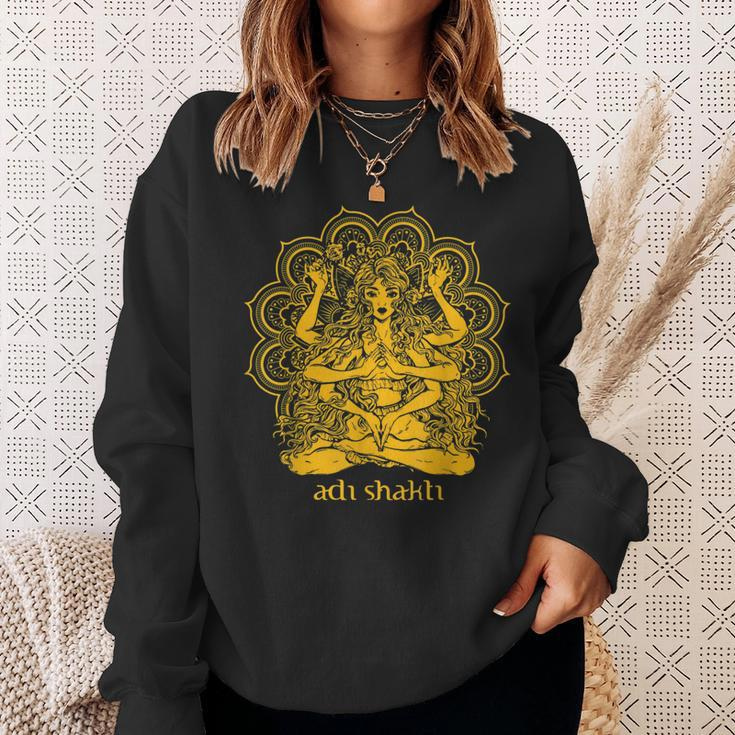 Adi Shakti Herren Sweatshirt, Spirituelles Yoga Motiv Gold auf Schwarz Geschenke für Sie