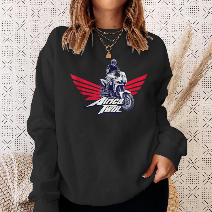 Africa Touring Twin Motorcycle Stripes Logo Sweatshirt Gifts for Her