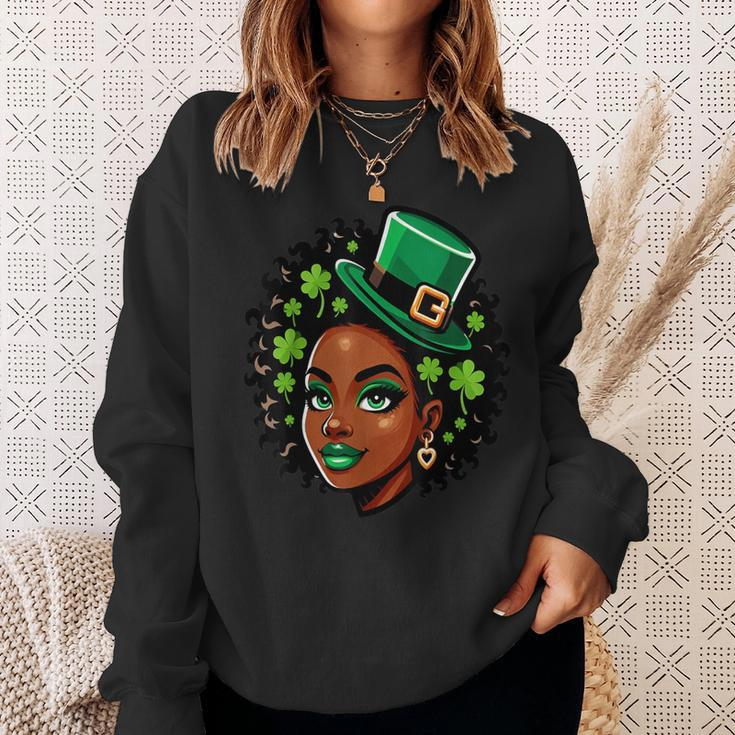 African American Female Leprechaun Black St Patrick's Day Sweatshirt Gifts for Her