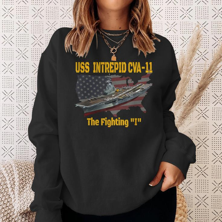 Aircraft Carrier Uss Intrepid Cva-11 Veterans Day Father Day Sweatshirt Gifts for Her