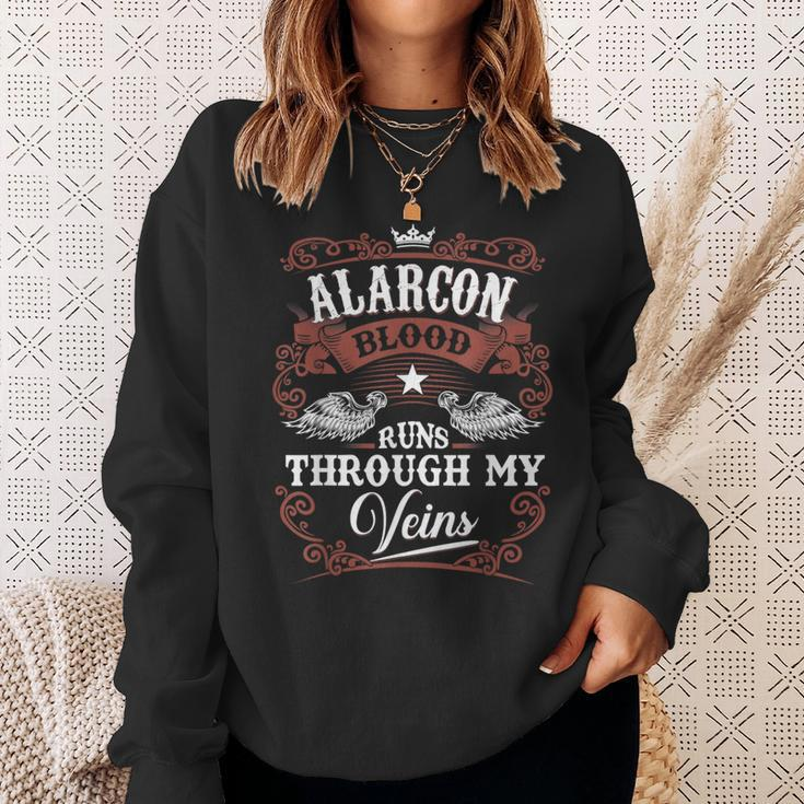 Alarcon Blood Runs Through My Veins Vintage Family Name Sweatshirt Gifts for Her