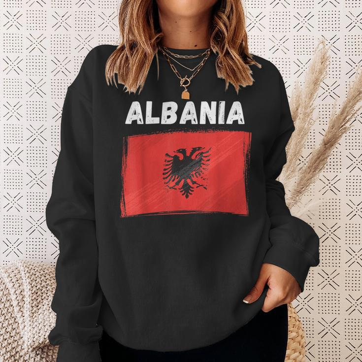 Albania Flag Holiday Vintage Grunge Albanian Flag Sweatshirt Gifts for Her