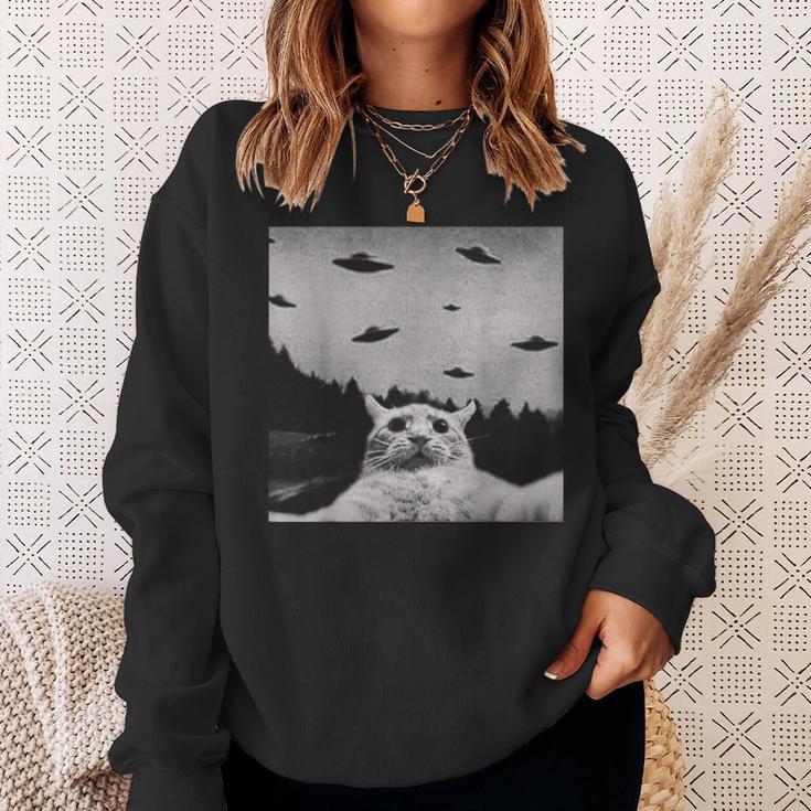 Alien Ufo Cat Sweatshirt Geschenke für Sie