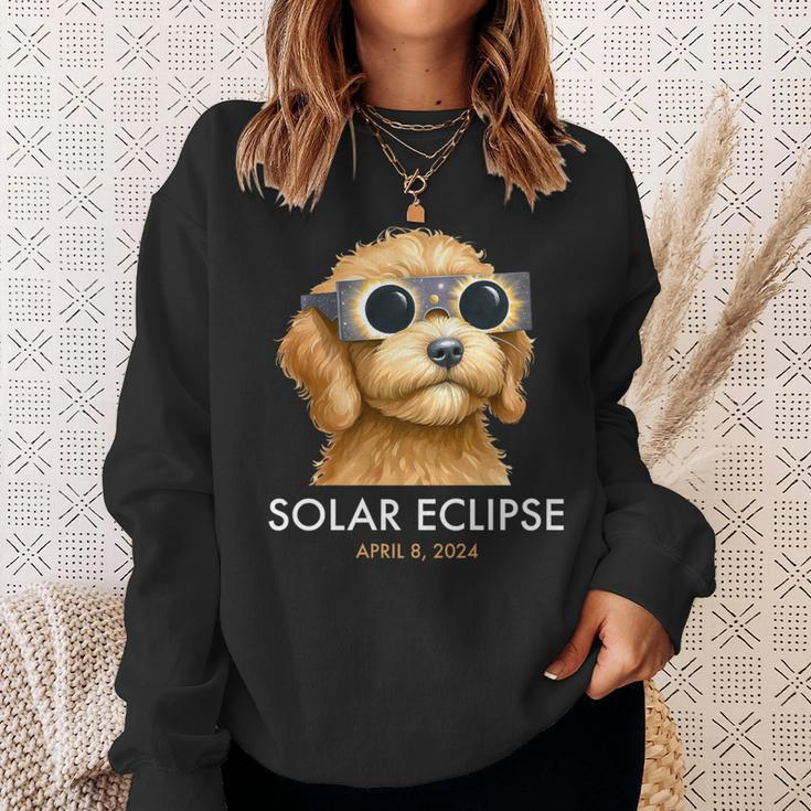 America Totality Solar Eclipse 2024 Cute Doodle Dog Dad Mom Sweatshirt Gifts for Her