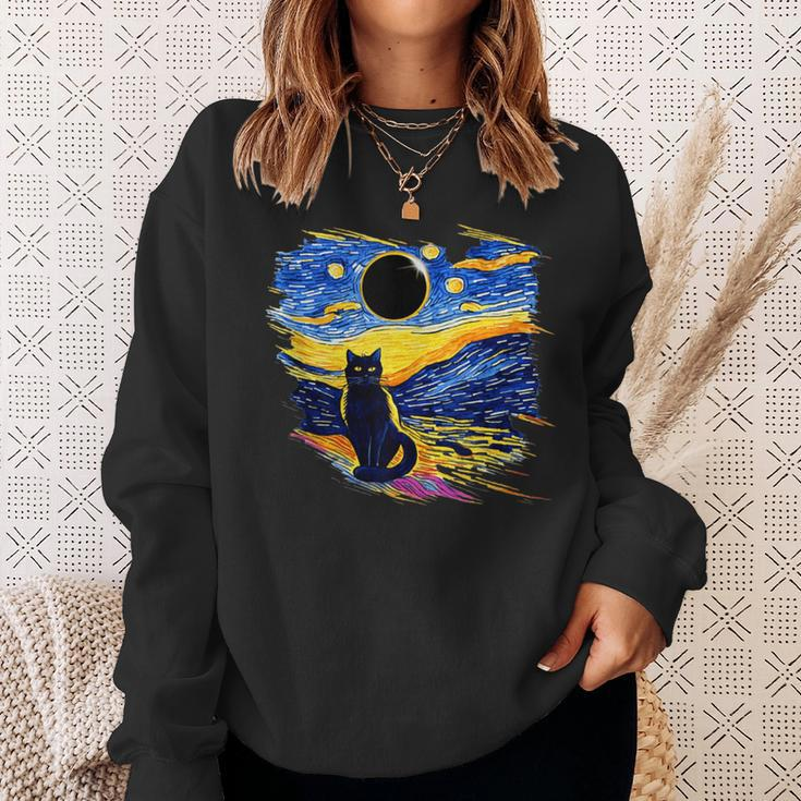 America Totality Solar Eclipse 2024 Starry Night Van Gogh Sweatshirt Gifts for Her