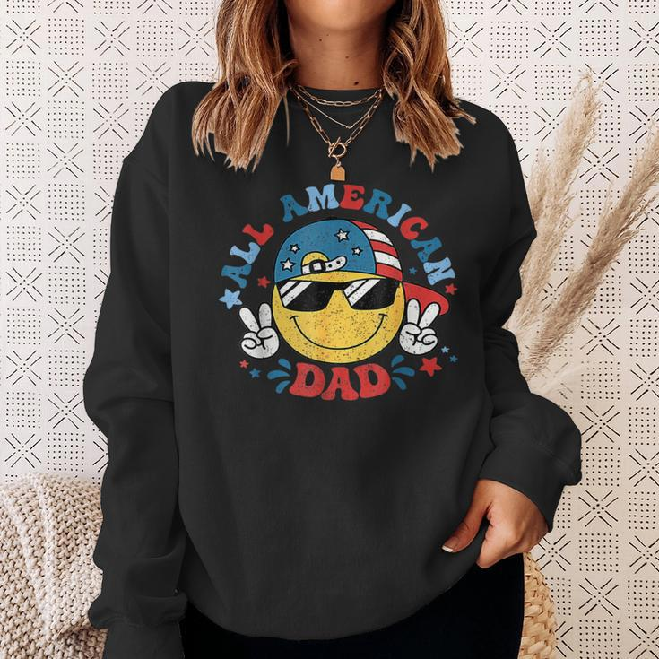 All American Dad 4Th Of July Dad Smile Face Fathers Day Sweatshirt Gifts for Her