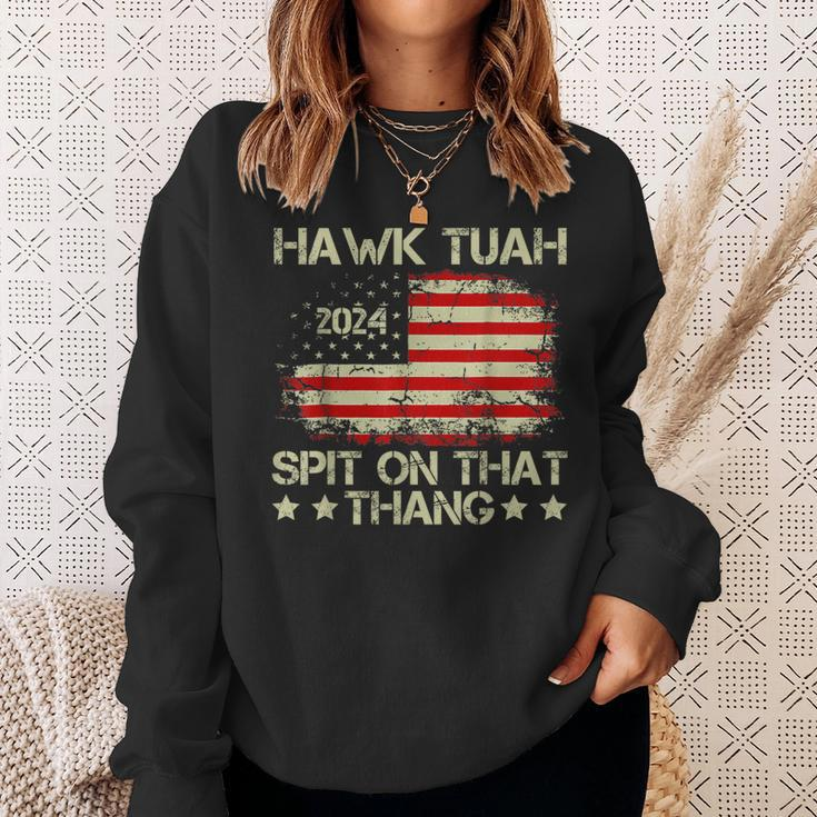 American Flag Hawk Tuah 24 Spit On That Thang Sweatshirt Gifts for Her