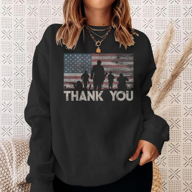 American Flag Thank You Military Appreciation Sweatshirt Gifts for Her