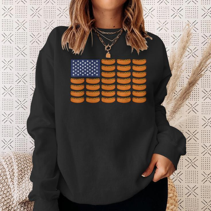 American Hot Dog Usa Flag Independence Day Idea Sweatshirt Gifts for Her