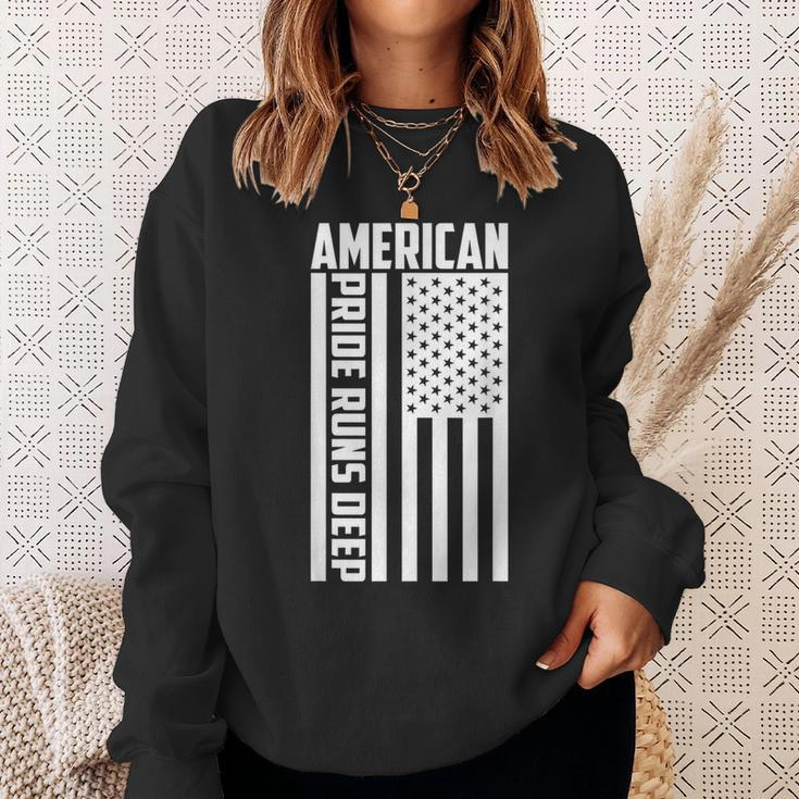 American Pride Runs Deep I Usa Flag Sweatshirt Gifts for Her