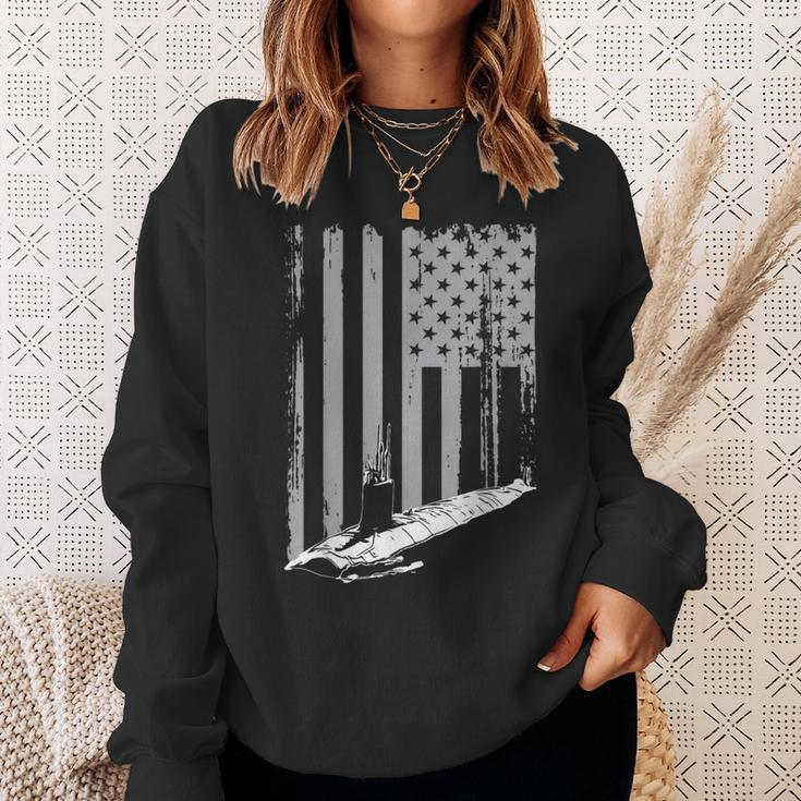 American Submariner Flag Patriotic Submarine Veteran Sweatshirt Gifts for Her