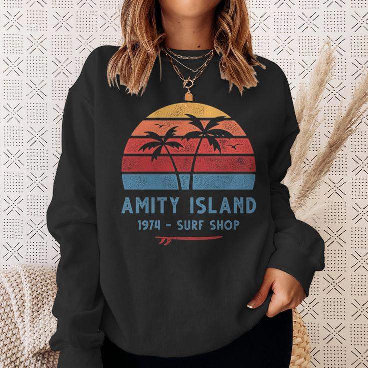 Amity Island Surf 1974 Surf Shop Sunset Surfing Vintage Sweatshirt Gifts for Her