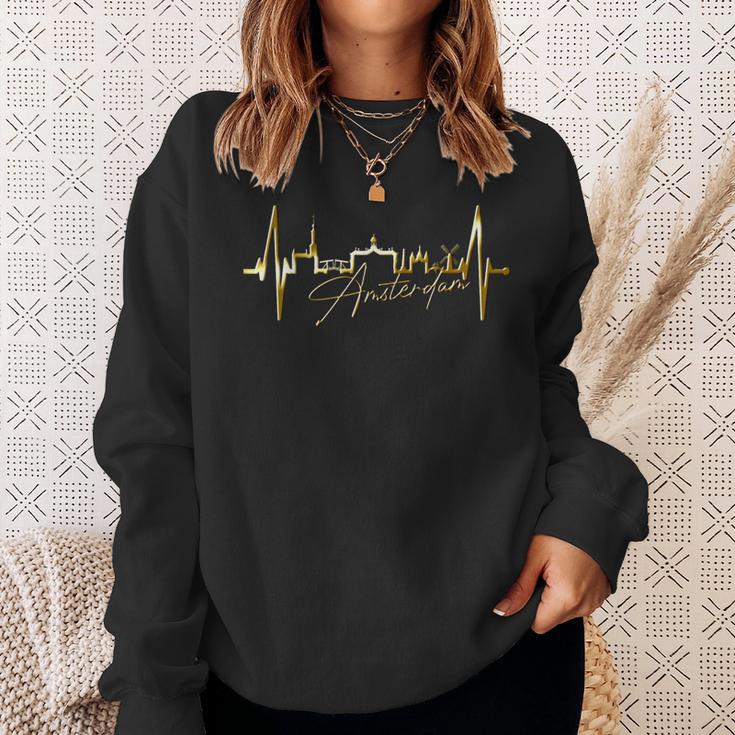 Amsterdam Skyline Netherlands Heartbeat Fan I Love Holland Sweatshirt Geschenke für Sie