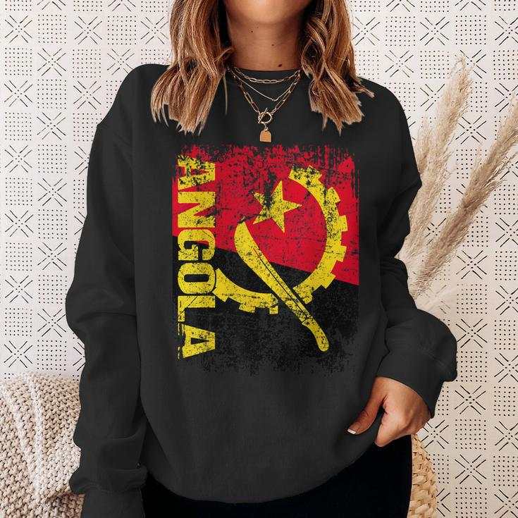 Angola Flag Vintage Distressed Angola Sweatshirt Gifts for Her