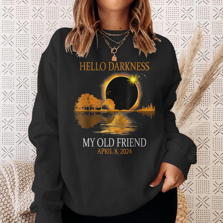 April 8 2024 Hello Darkness My Old Friend Eclipse Sweatshirt Gifts for Her