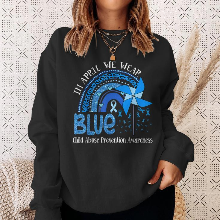 In April We Wear Blue For Child Abuse Prevention Awareness Sweatshirt Gifts for Her
