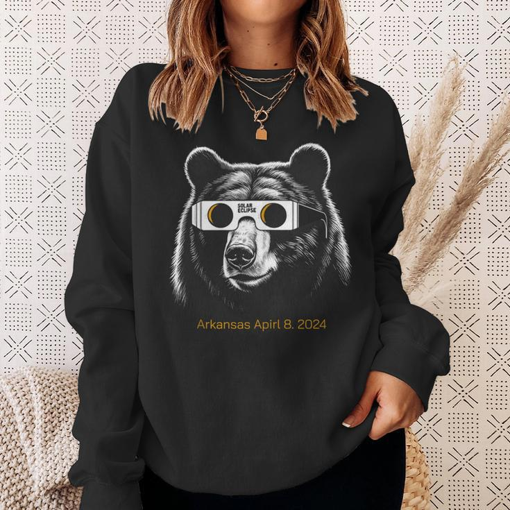 Arkansas April 8 Total Solar Eclipse 2024 Bear Fan Sweatshirt Gifts for Her