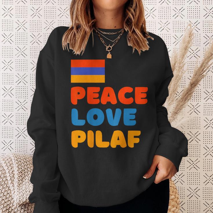 Armenian Flag Peace Love Pilaf Armenian Rice Lover Food Sweatshirt Gifts for Her