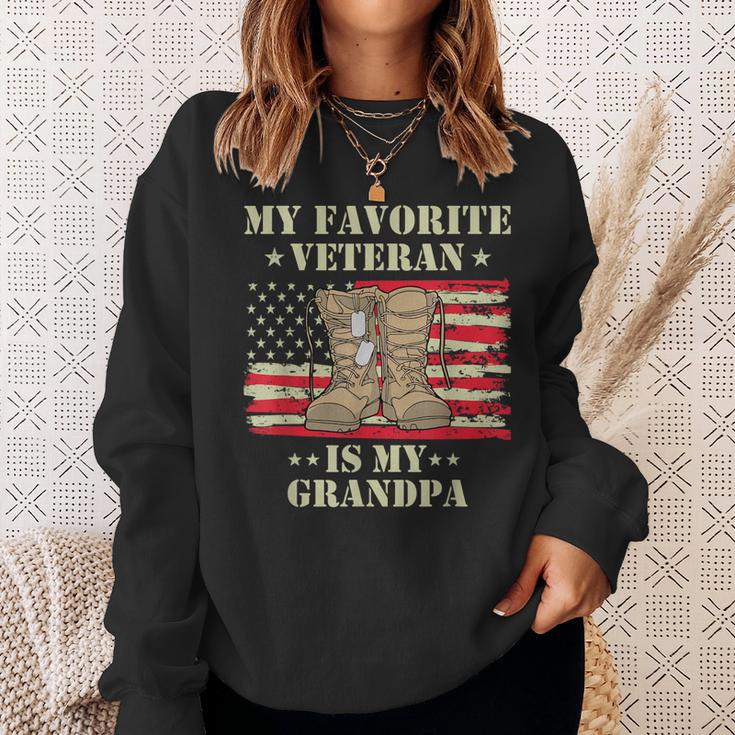 Army Veterans Day My Favorite Veteran Is My Grandpa Kids Sweatshirt Gifts for Her