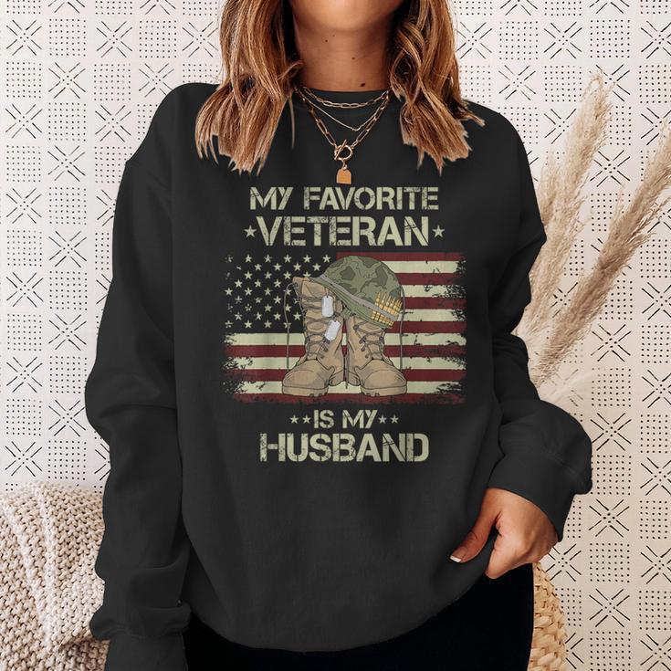 Army Veterans Day My Favorite Veteran Is My Husband Sweatshirt Gifts for Her