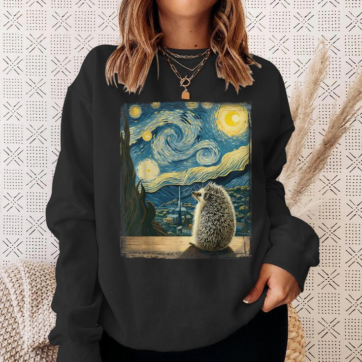 Artistic Hedgehog Van Gogh Style Starry Night Hedgehog Sweatshirt Gifts for Her