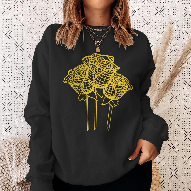 Artistic Yellow Roses Geometric Line Drawing Sweatshirt Gifts for Her