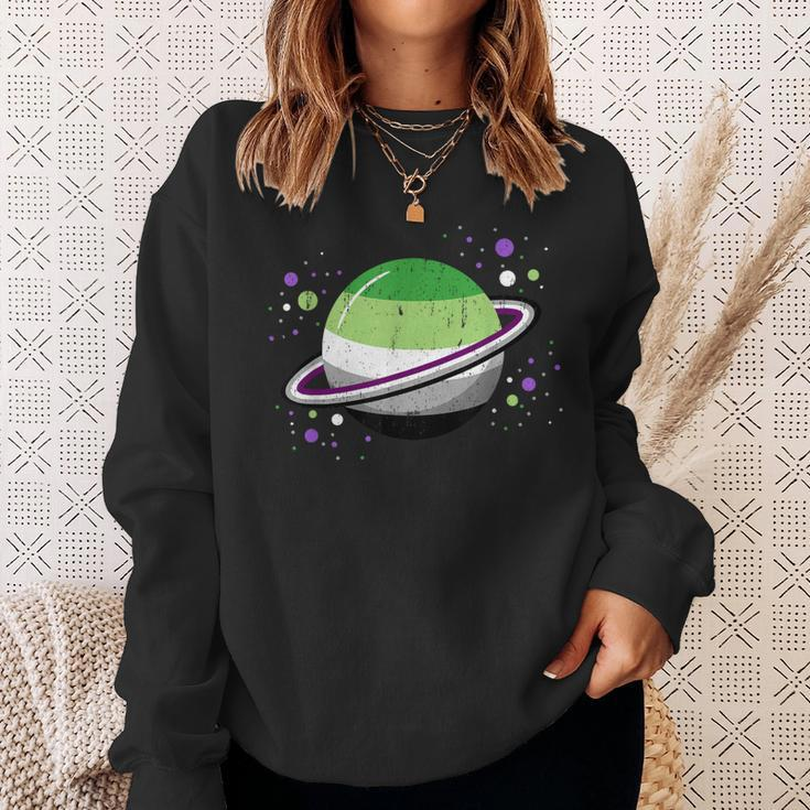 Asexual Aromantic Space Planet Vintage Sweatshirt Gifts for Her