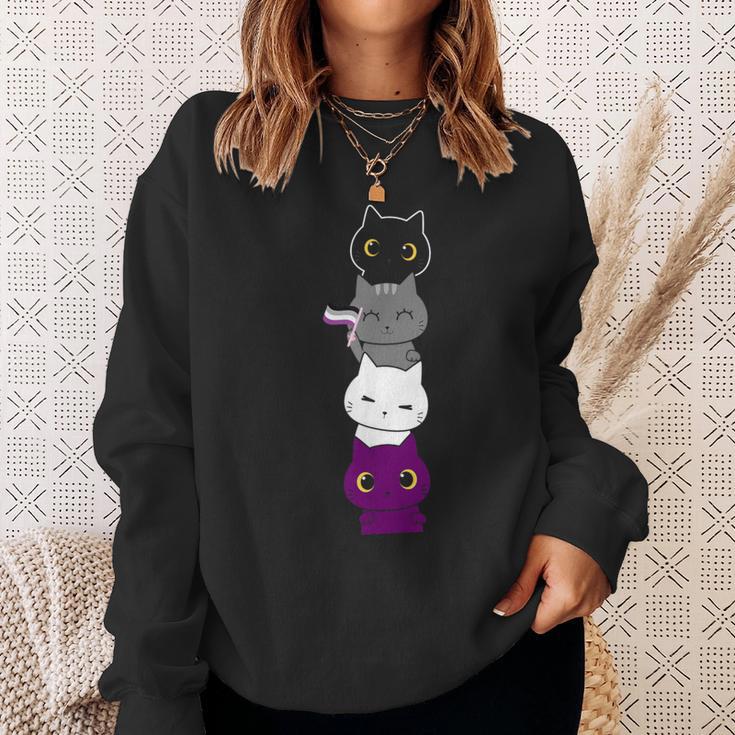 Asexuality Flag Animal Cat Ace Pride Demisexual Asexual Sweatshirt Gifts for Her