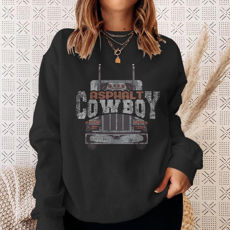 Asphalt Cowboy Cool Truck Driver Trucker Sweatshirt Gifts for Her