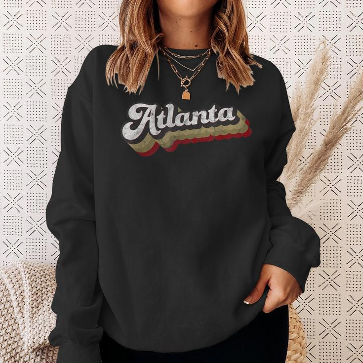 Atlanta Soccer Distressed Retro Baseball Script 404 United Sweatshirt Gifts for Her