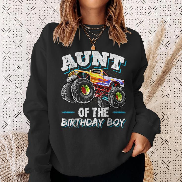 Aunt Of The Birthday Boy Monster Truck Birthday Party Sweatshirt Gifts for Her
