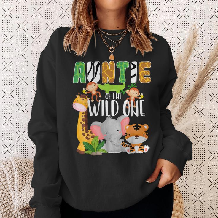 Auntie Of The Wild One Zoo Theme Birthday Safari Animals Sweatshirt Gifts for Her