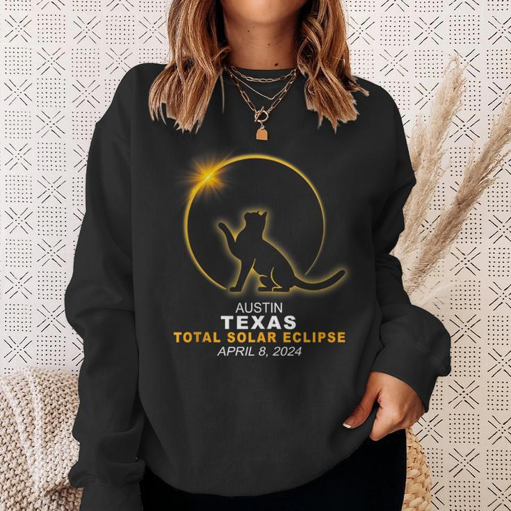 Austin Texas Cat Total Solar Eclipse 2024 Sweatshirt Gifts for Her