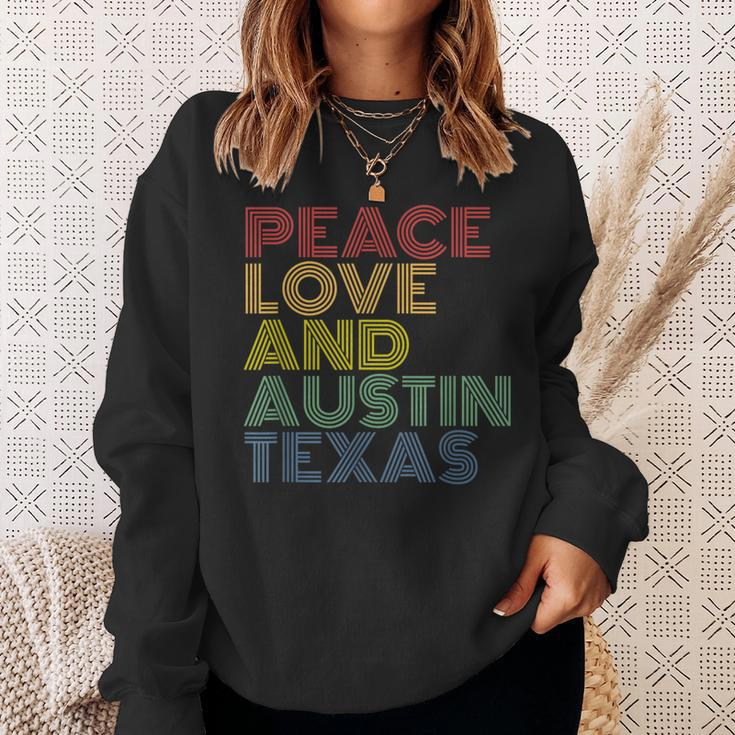 Austin Texas Peace Love Sweatshirt Gifts for Her